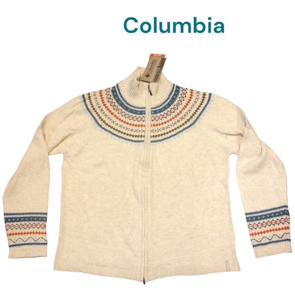 Columbia Sweaters - NWT Columbia Serendipity Fairisle Full Zip Women’s Sweater Sz XL Cream/Multi